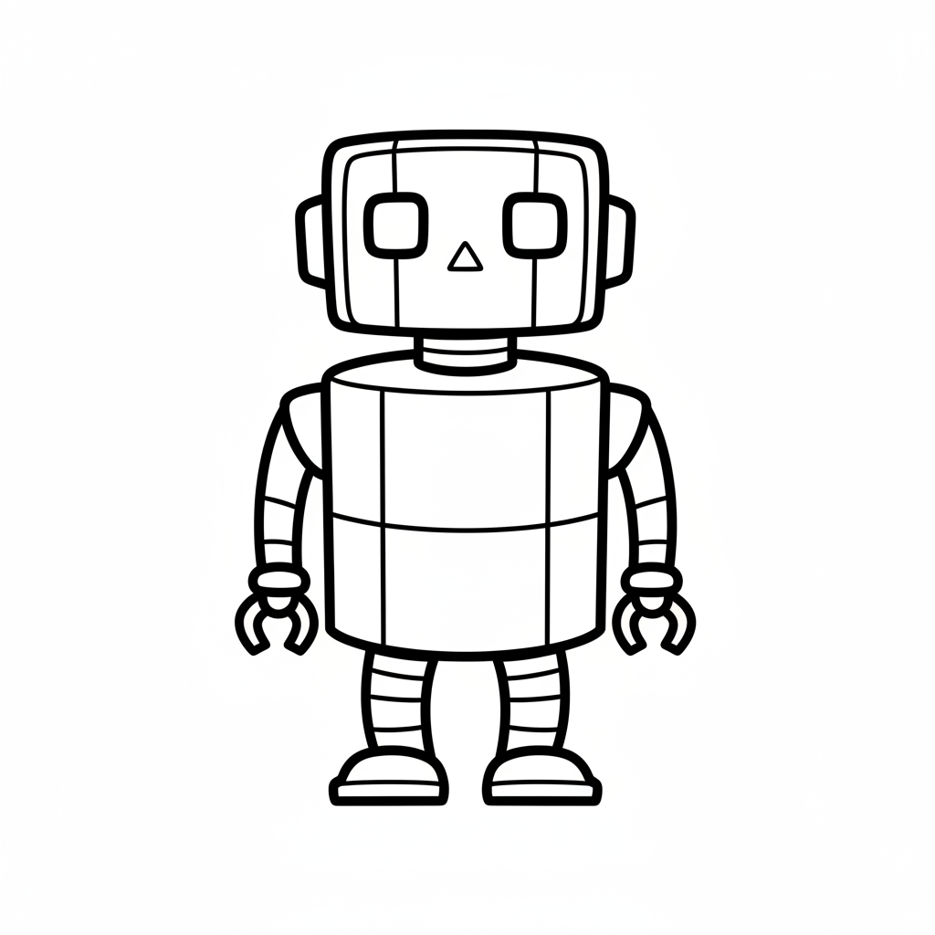 robot with cylindrical body rectangular coloring page
