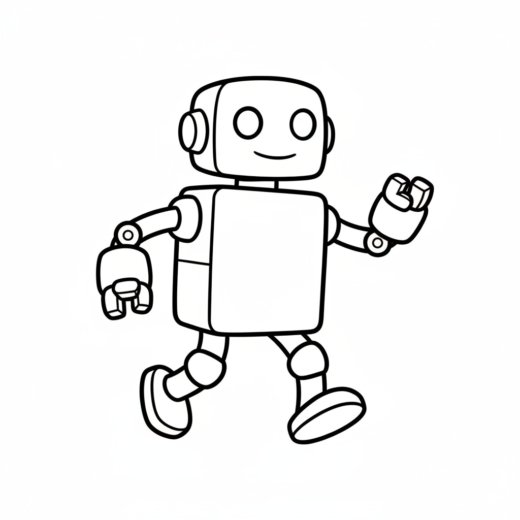 robot with rectangular torso circular coloring page