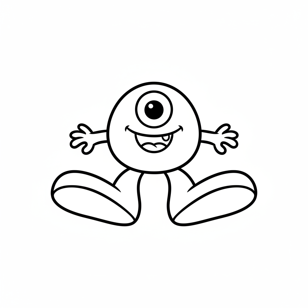 silly monster with body two coloring page