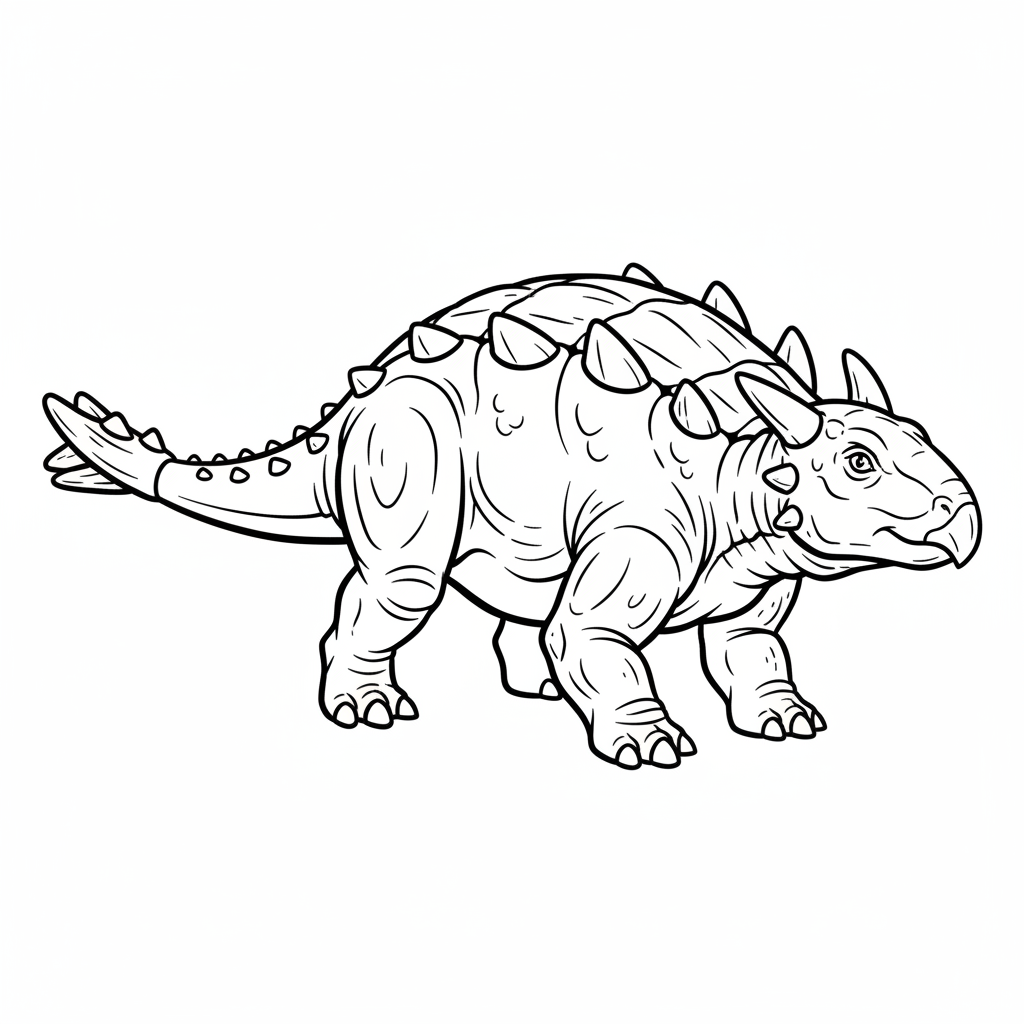 simple ankylosaurus dinosaur in three coloring page