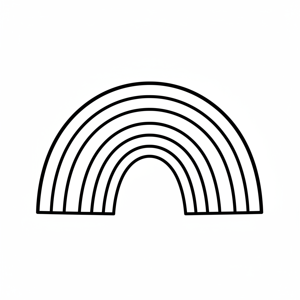 simple arched rainbow with thick coloring page