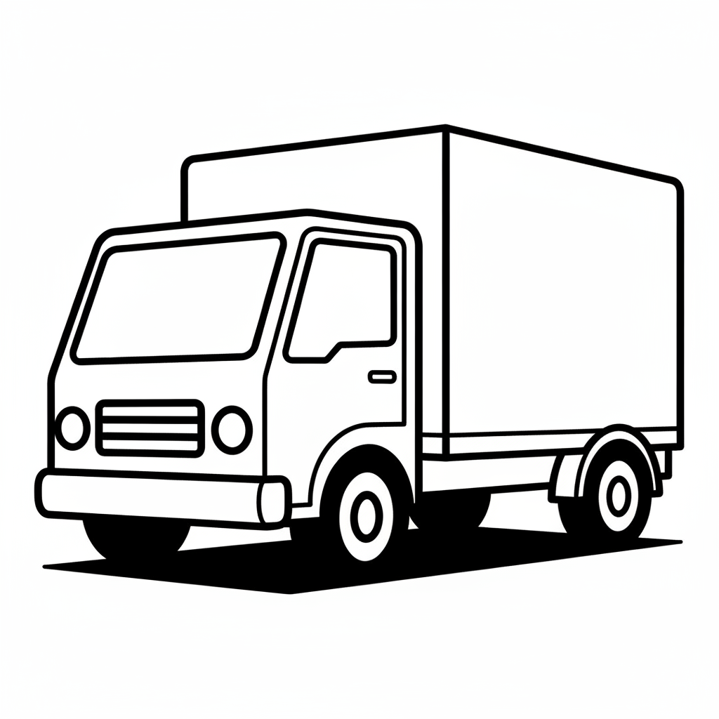 simple box truck truck has coloring page