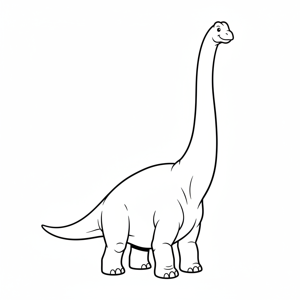 simple brachiosaurus dinosaur in three coloring page
