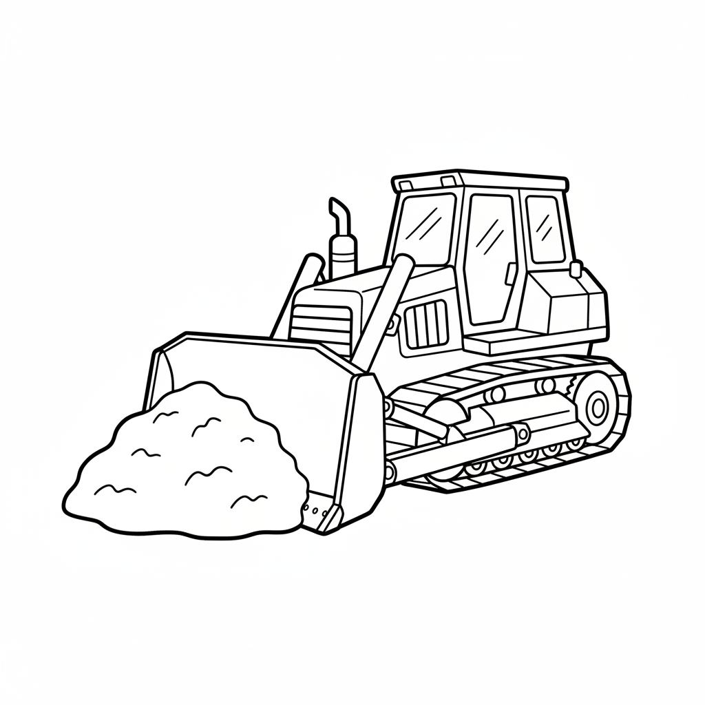 simple bulldozer with large front coloring page