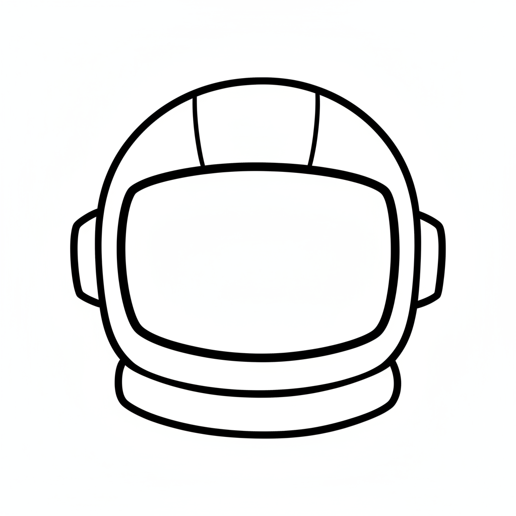simple cartoon astronaut helmet viewed coloring page