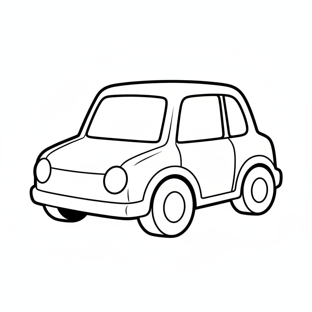simple cartoon car viewed from coloring page