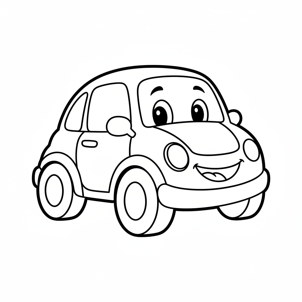simple cartoon car with body coloring page