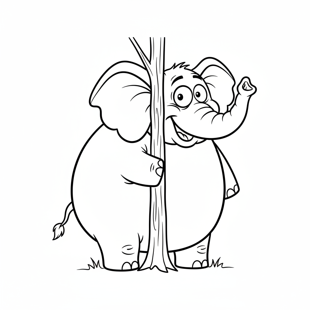 simple cartoon e coloring page for kids
