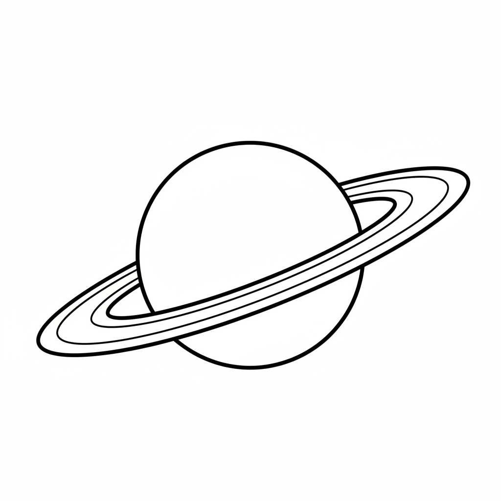 simple cartoon planet saturn planet coloring page
