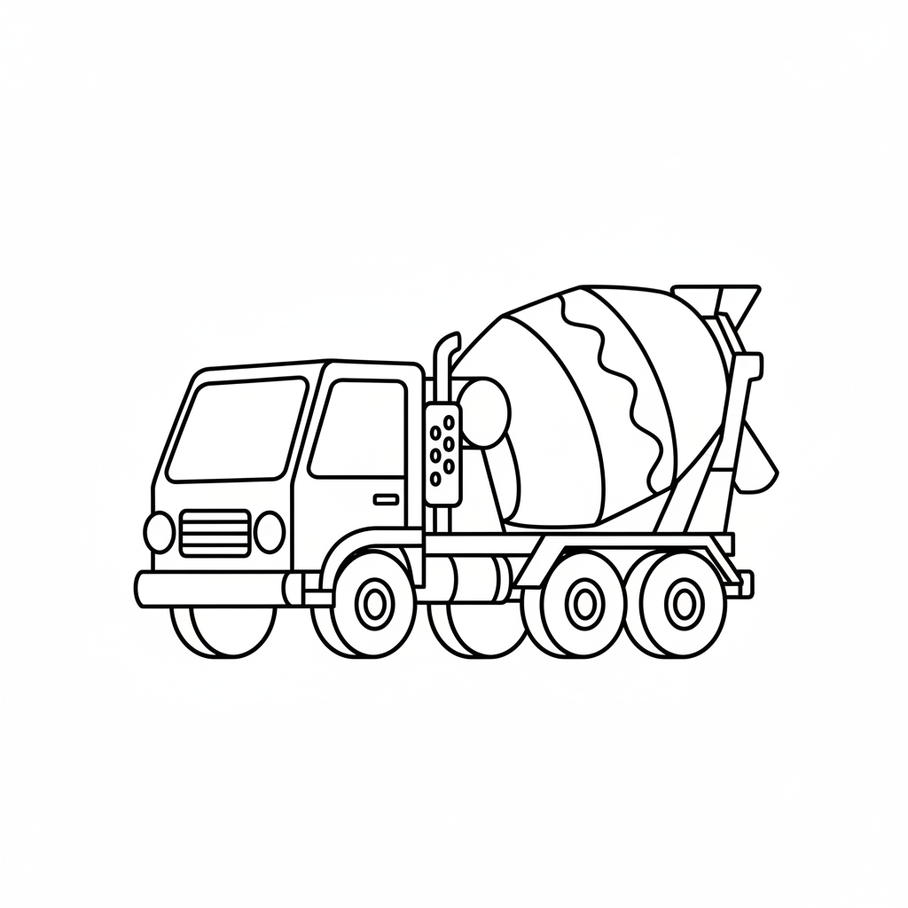 simple cement mixer truck truck coloring page