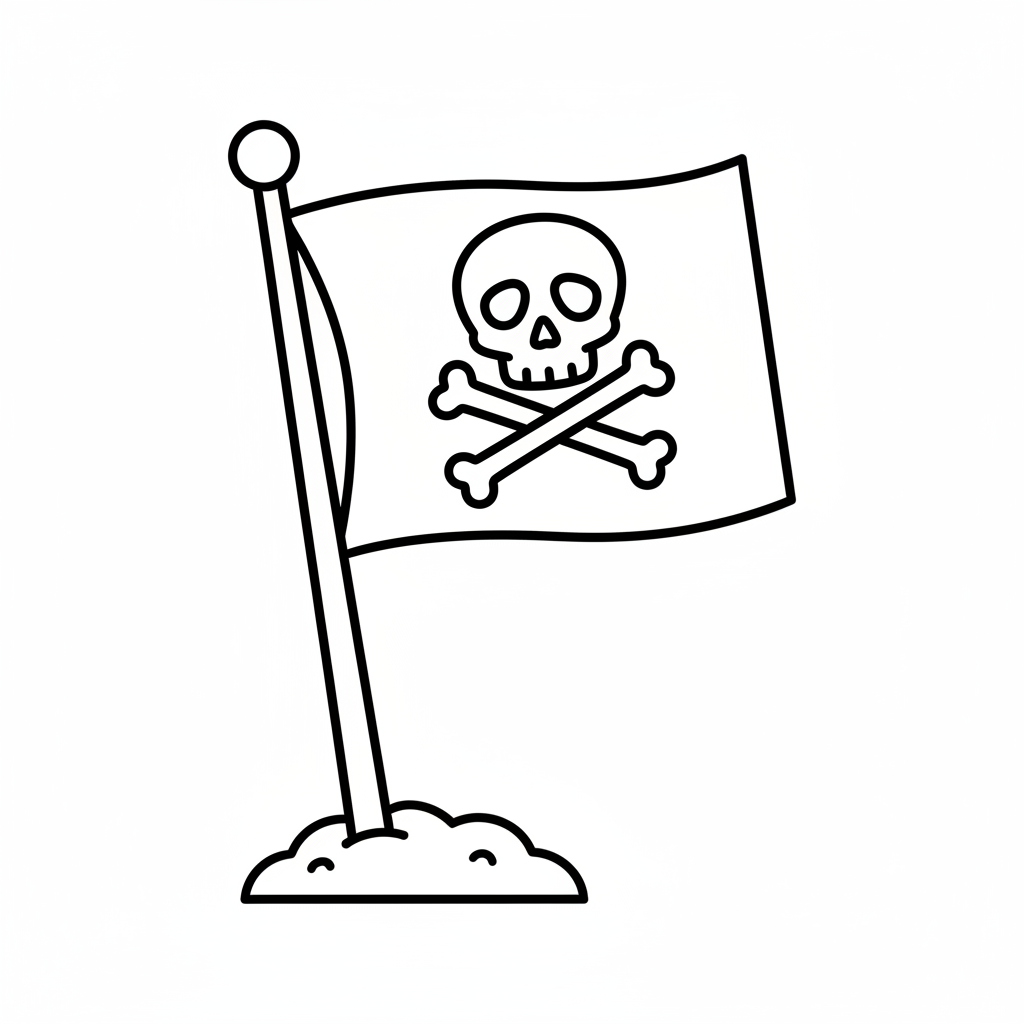 simple classic jolly roger pirate coloring page