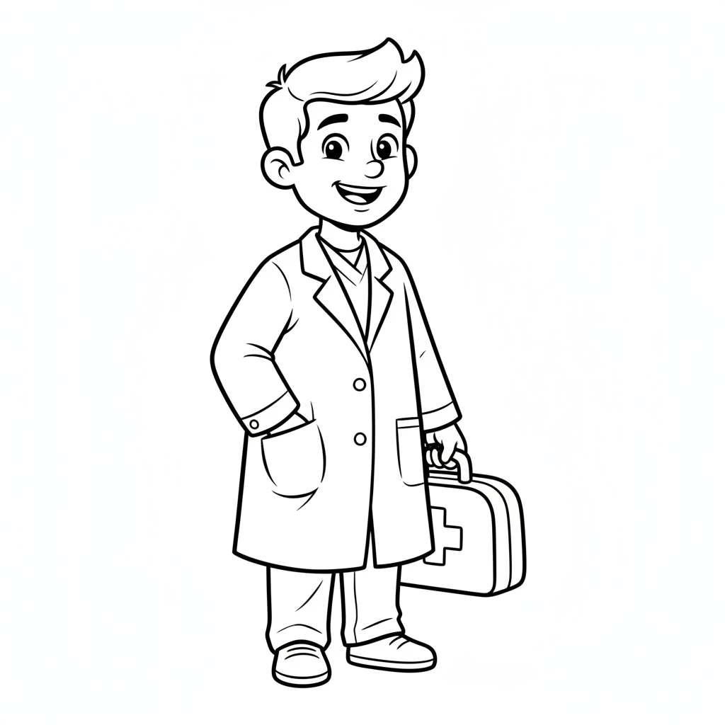 simple clean doctor in lab coloring page