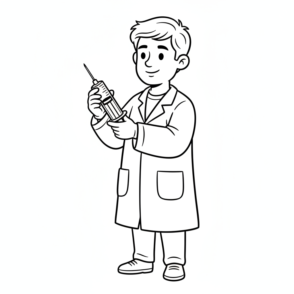 simple clean doctor in lab coloring page