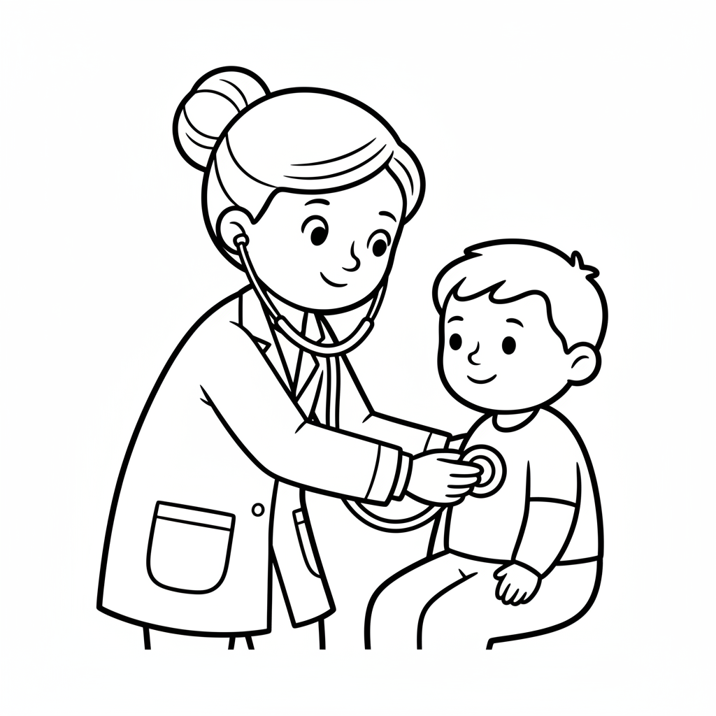 simple clean doctor in lab coloring page