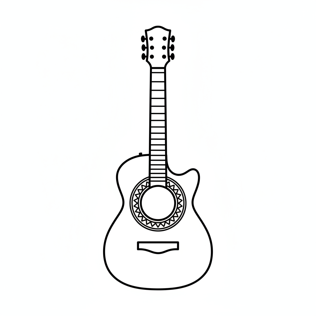simple clean drawing of acoustic coloring page