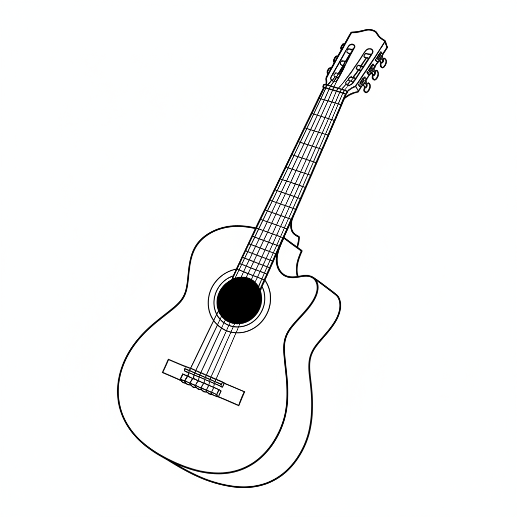 simple clean drawing of classical coloring page