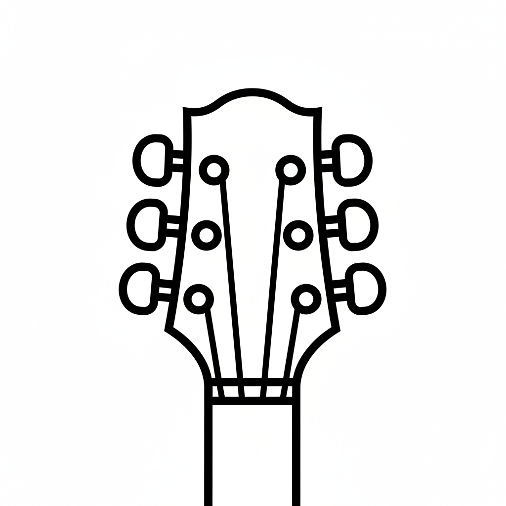 simple clean drawing of guitar coloring page