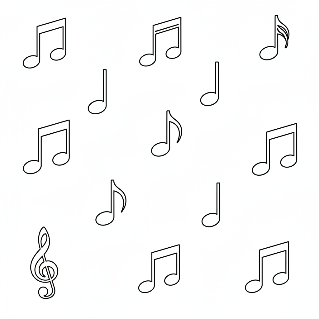 simple clean drawing of several coloring page