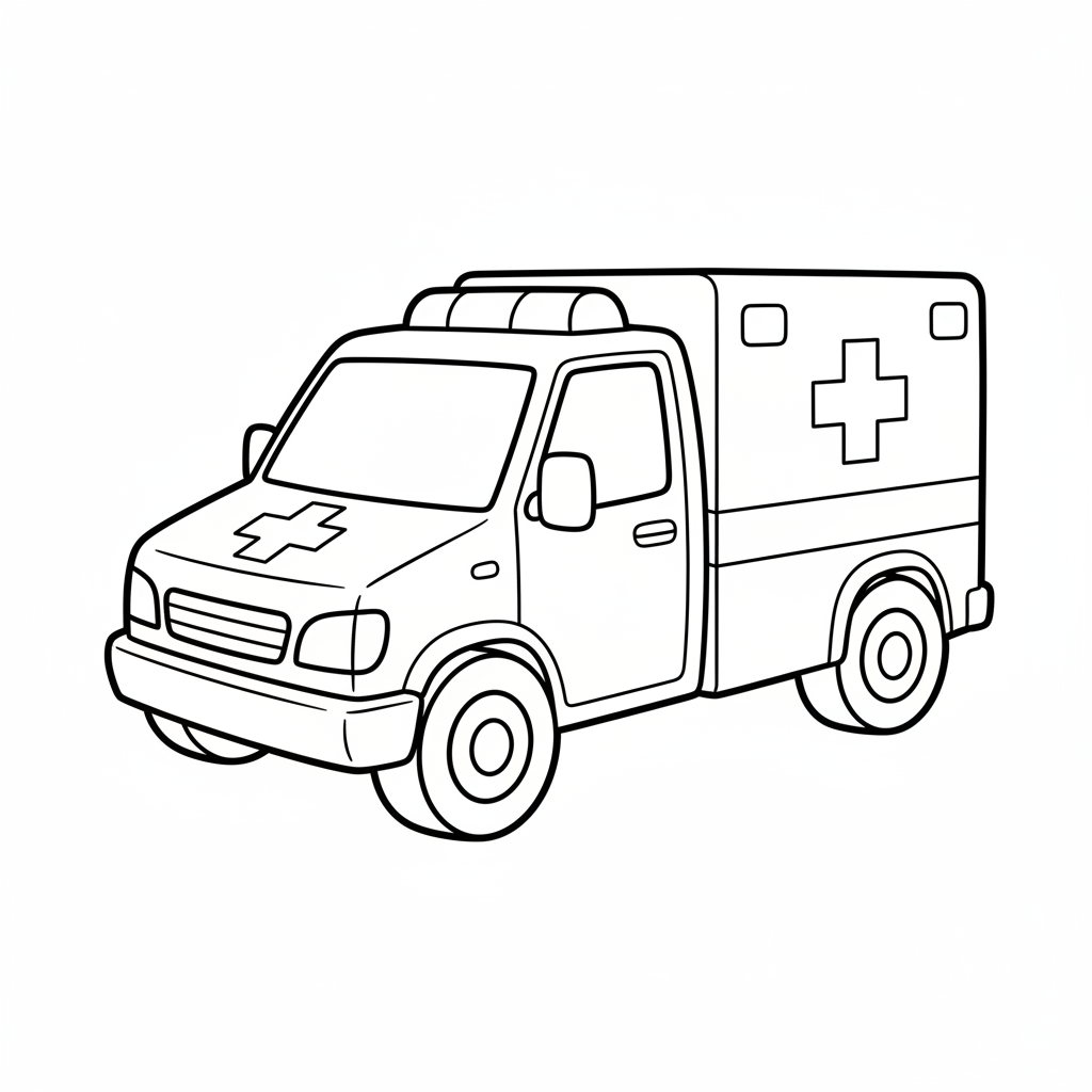 simple clean of ambulance vehicle coloring page