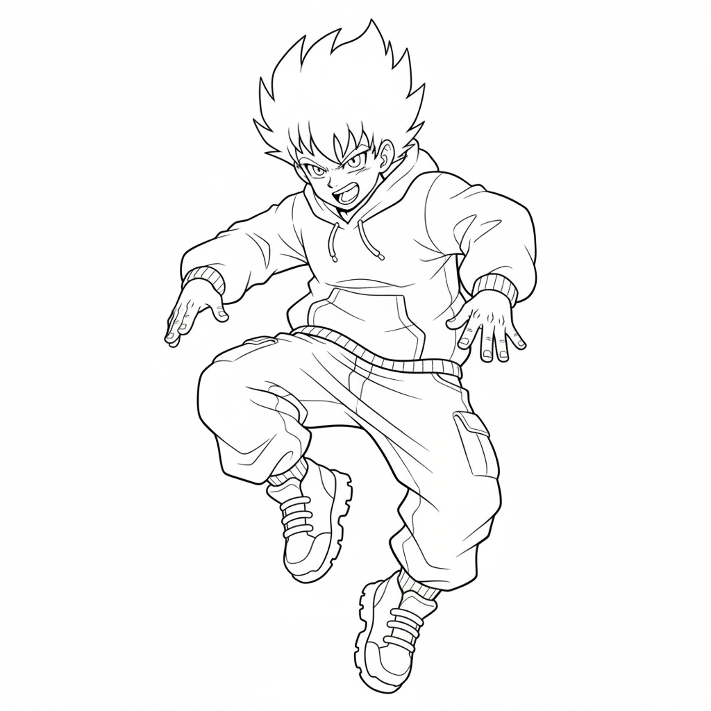 simple clean of anime inspired coloring page