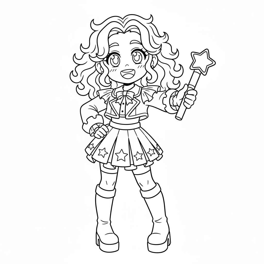 simple clean of anime inspired coloring page