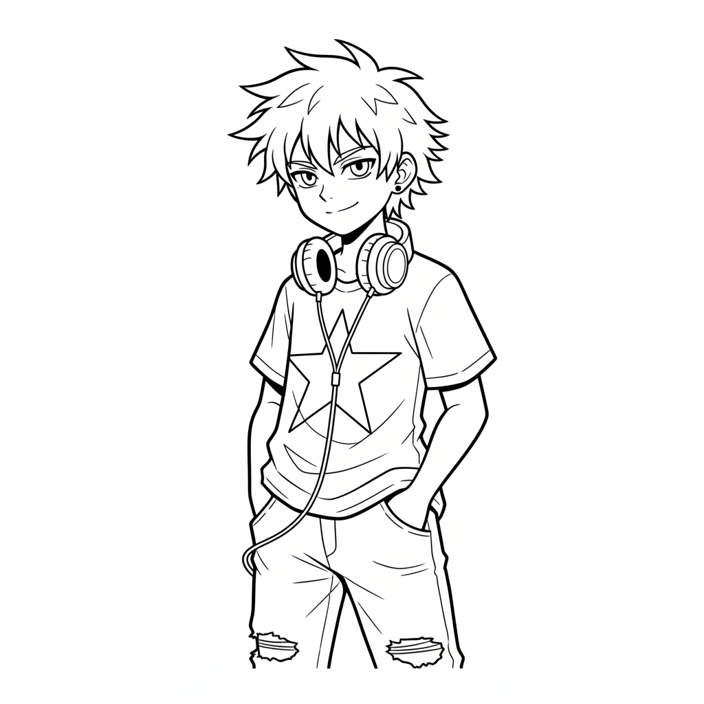 simple clean of anime inspired coloring page