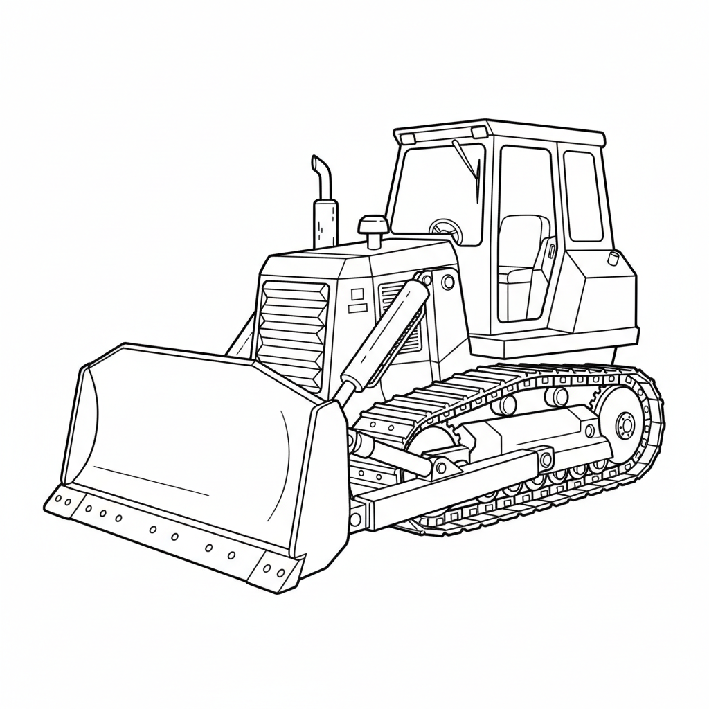 simple clean of bulldozer bulldozer coloring page