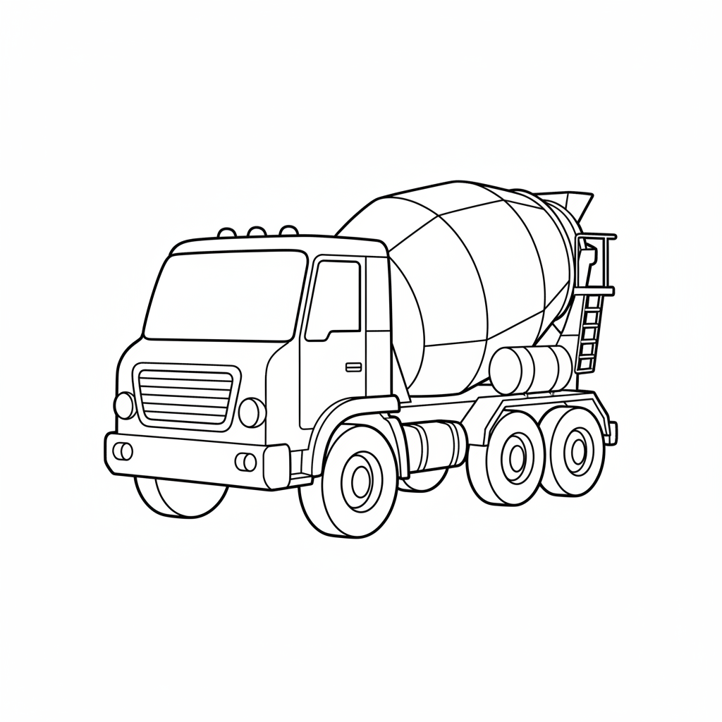 simple clean of cement mixer coloring page