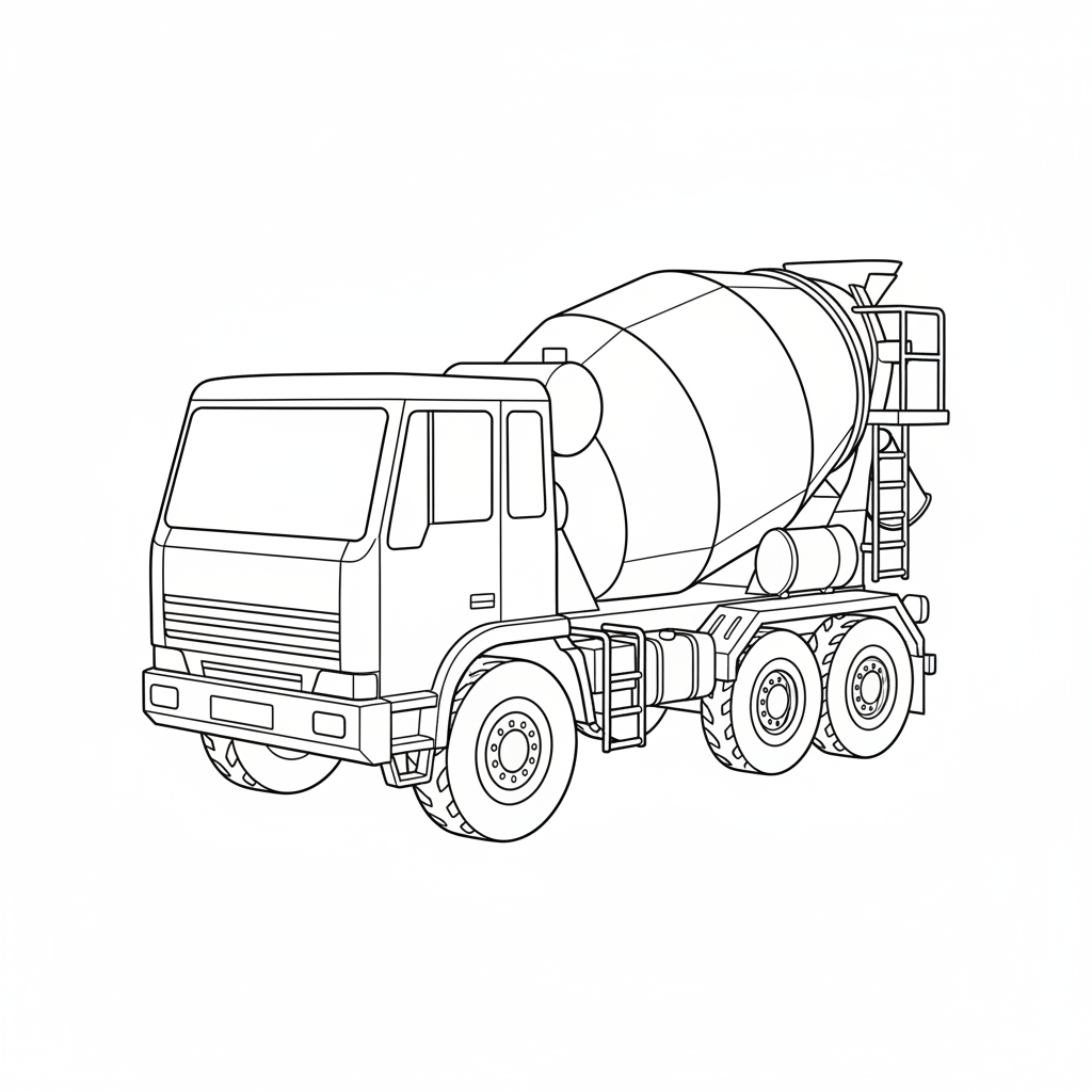 simple clean of cement mixer coloring page
