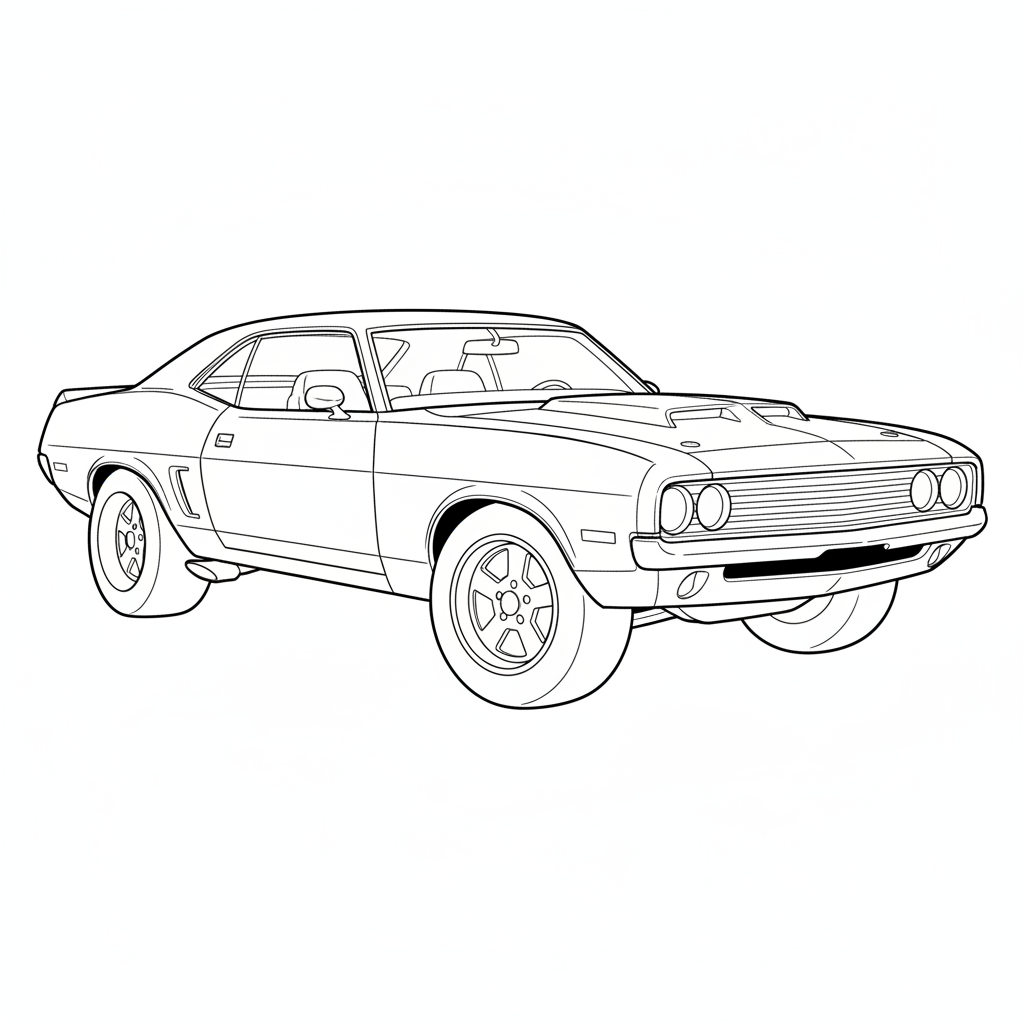 simple clean of classic muscle coloring page