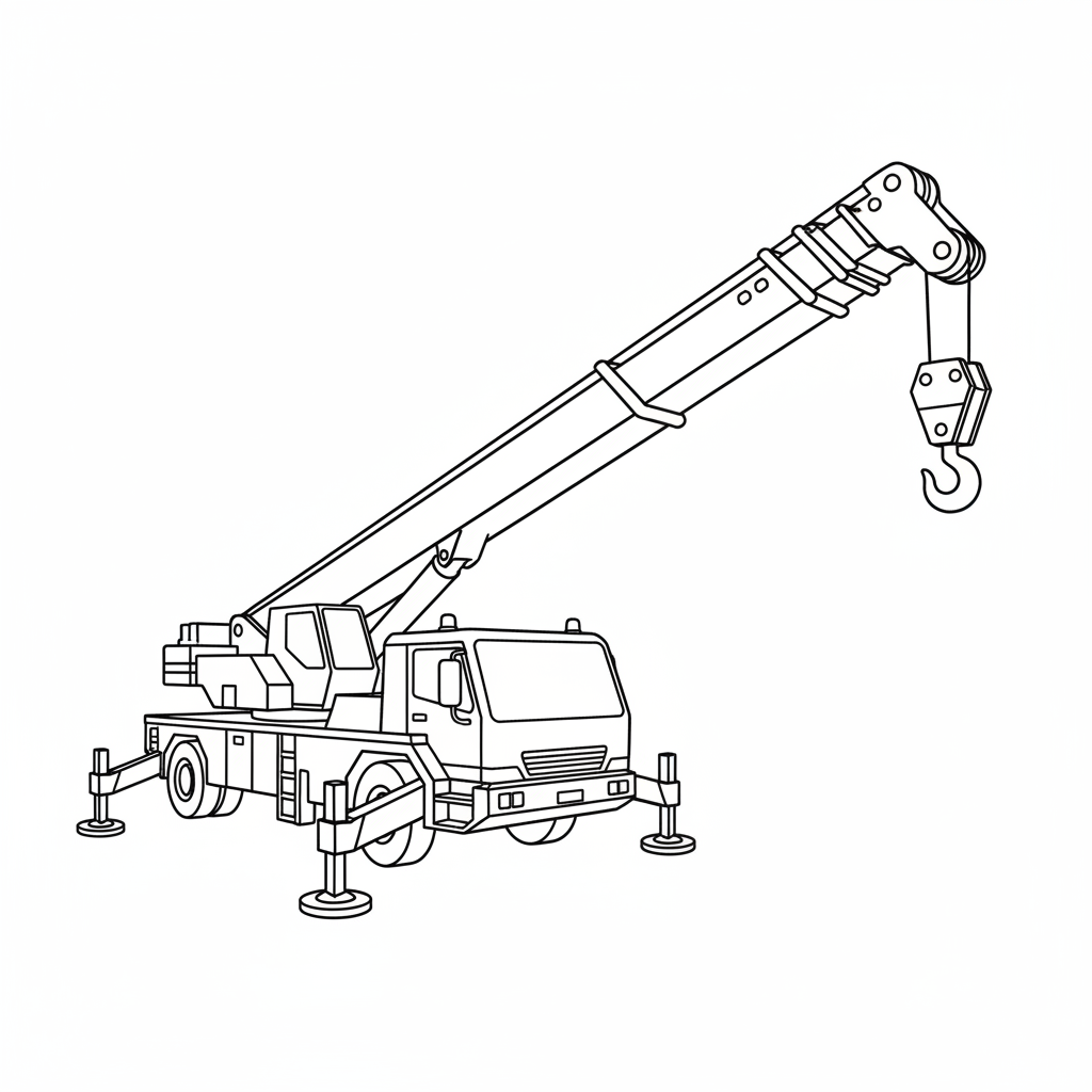 simple clean of crane truck coloring page
