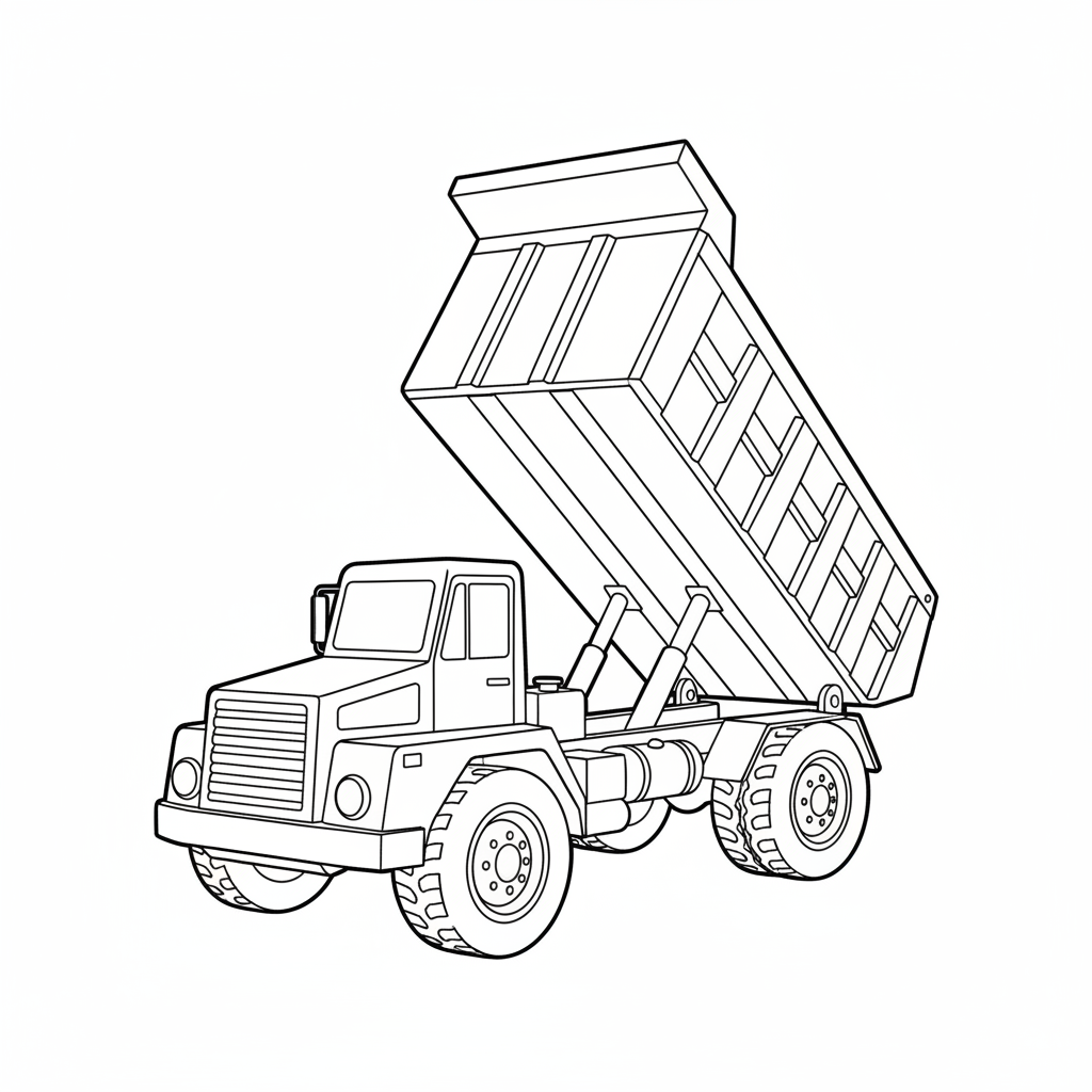 simple clean of dump truck coloring page