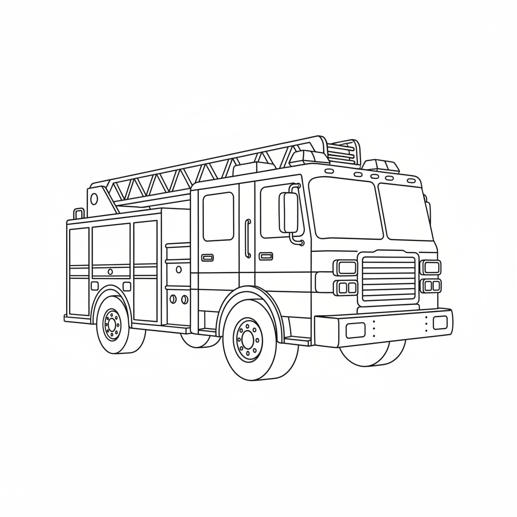 simple clean of fire truck coloring page