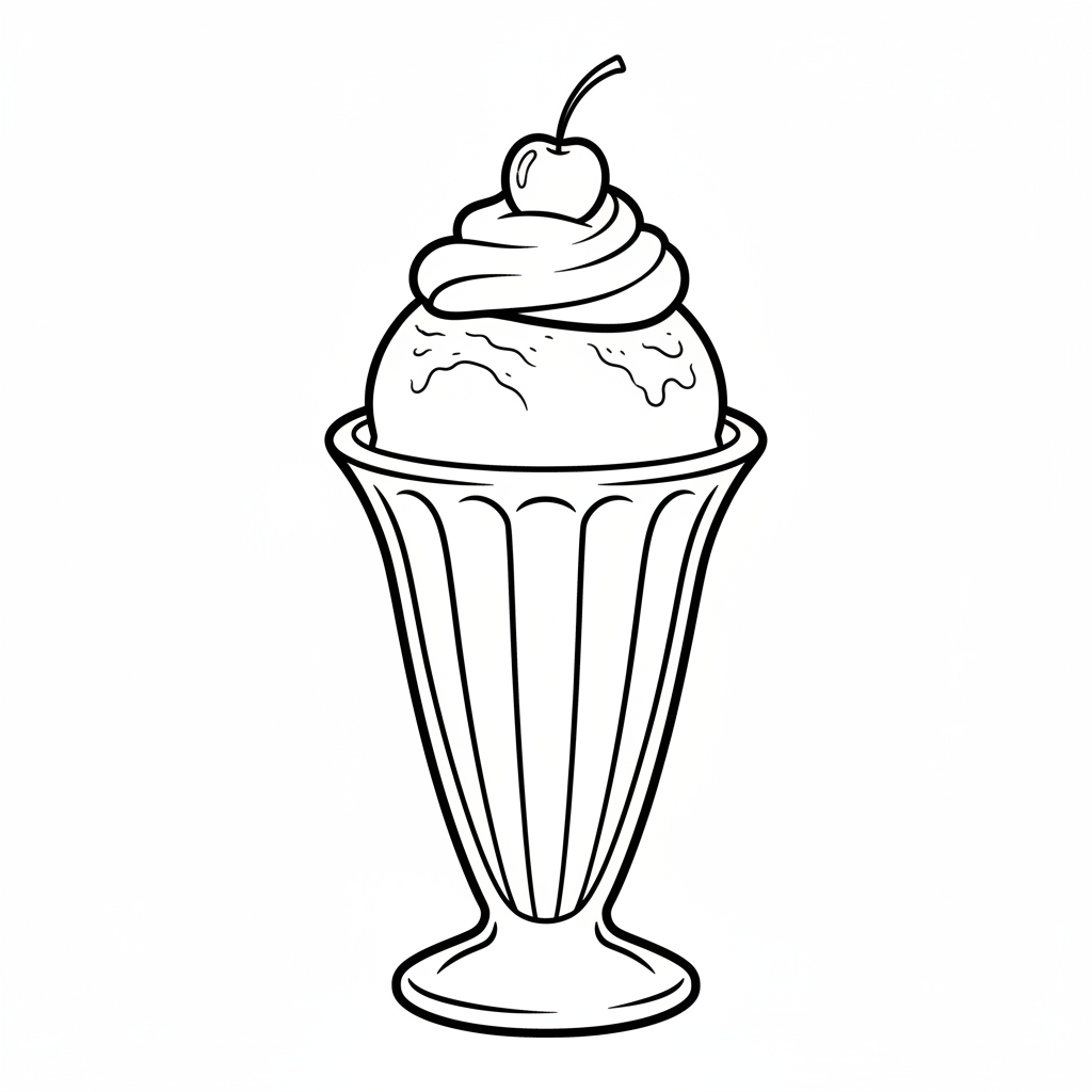 simple clean of ice cream coloring page