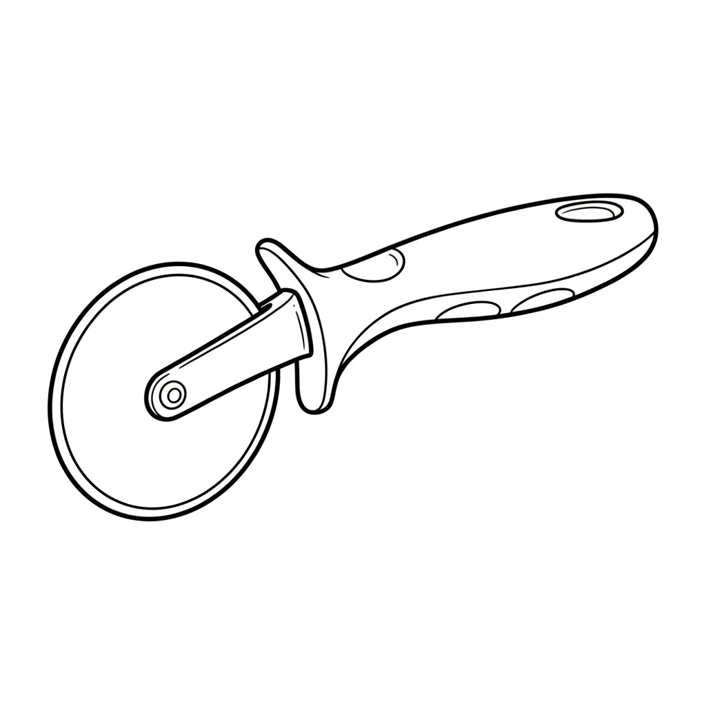 simple clean of pizza cutter coloring page
