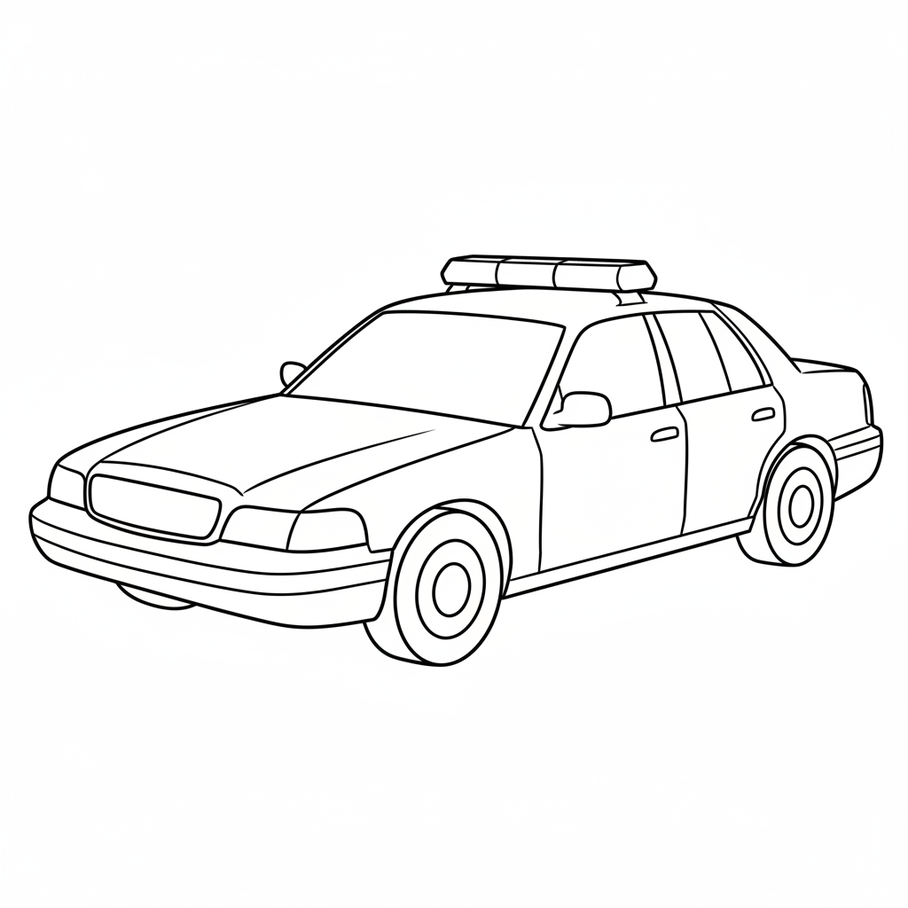 simple clean of police car coloring page
