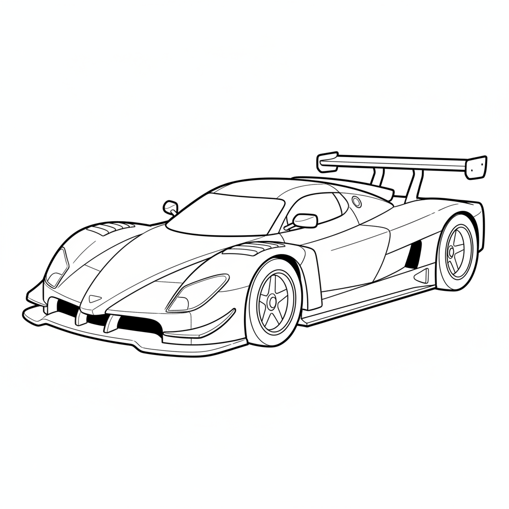 simple clean of racing car coloring page