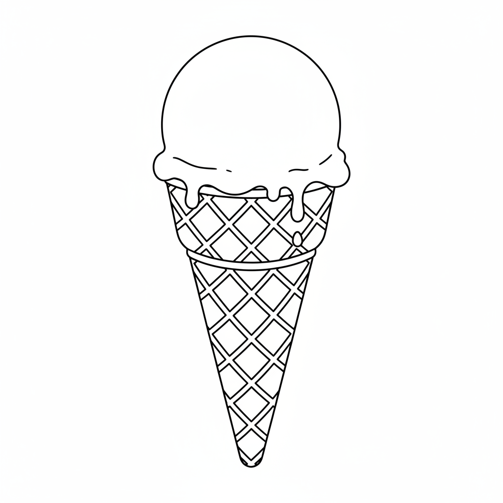 simple clean of waffle cone coloring page
