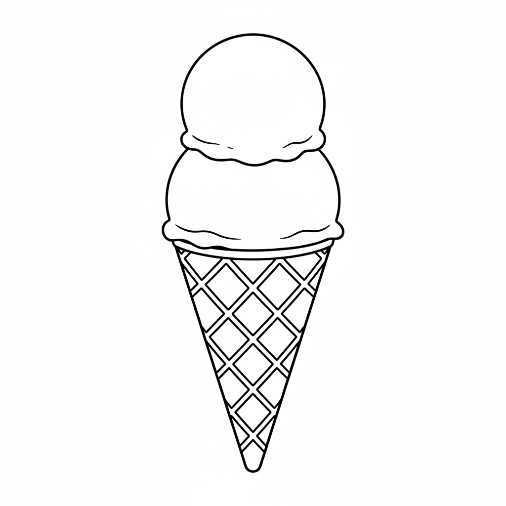 simple clean of waffle cone coloring page