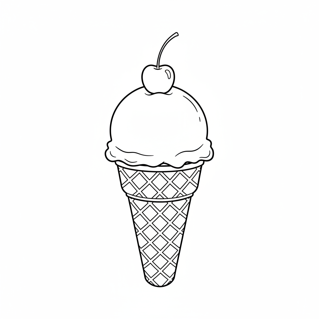 simple clean of waffle cone coloring page