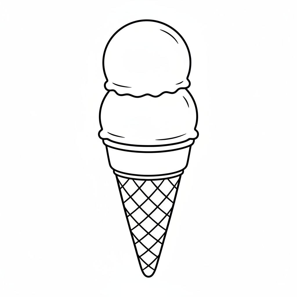 simple clean of waffle cone coloring page