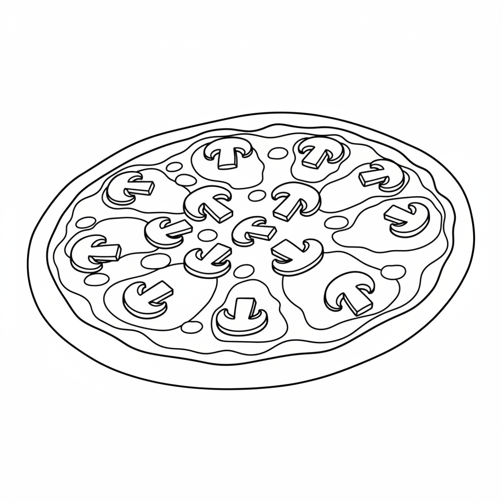 simple clean of whole pizza coloring page