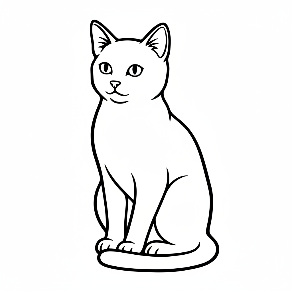 simple clean single cat si coloring page