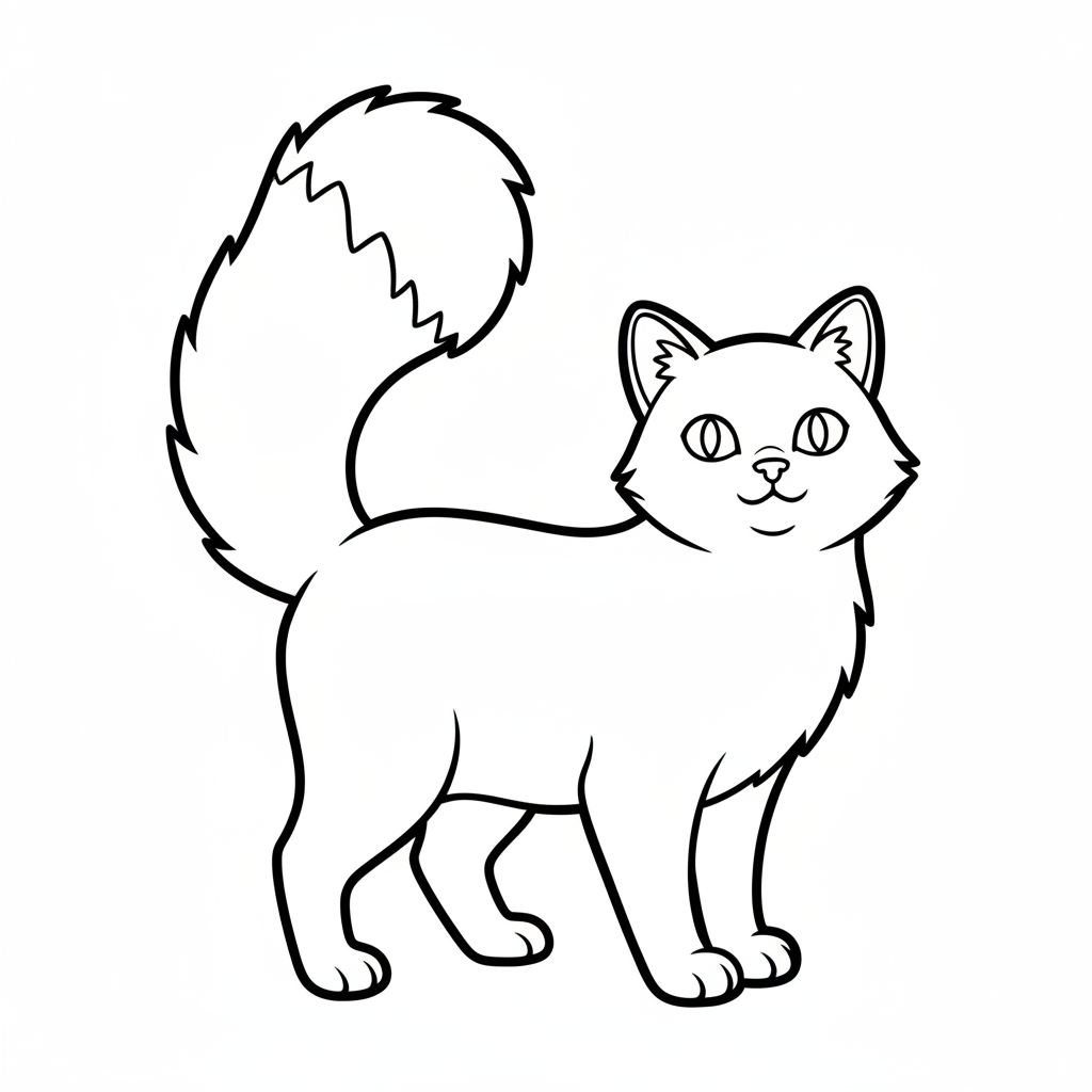 simple clean single cat st coloring page