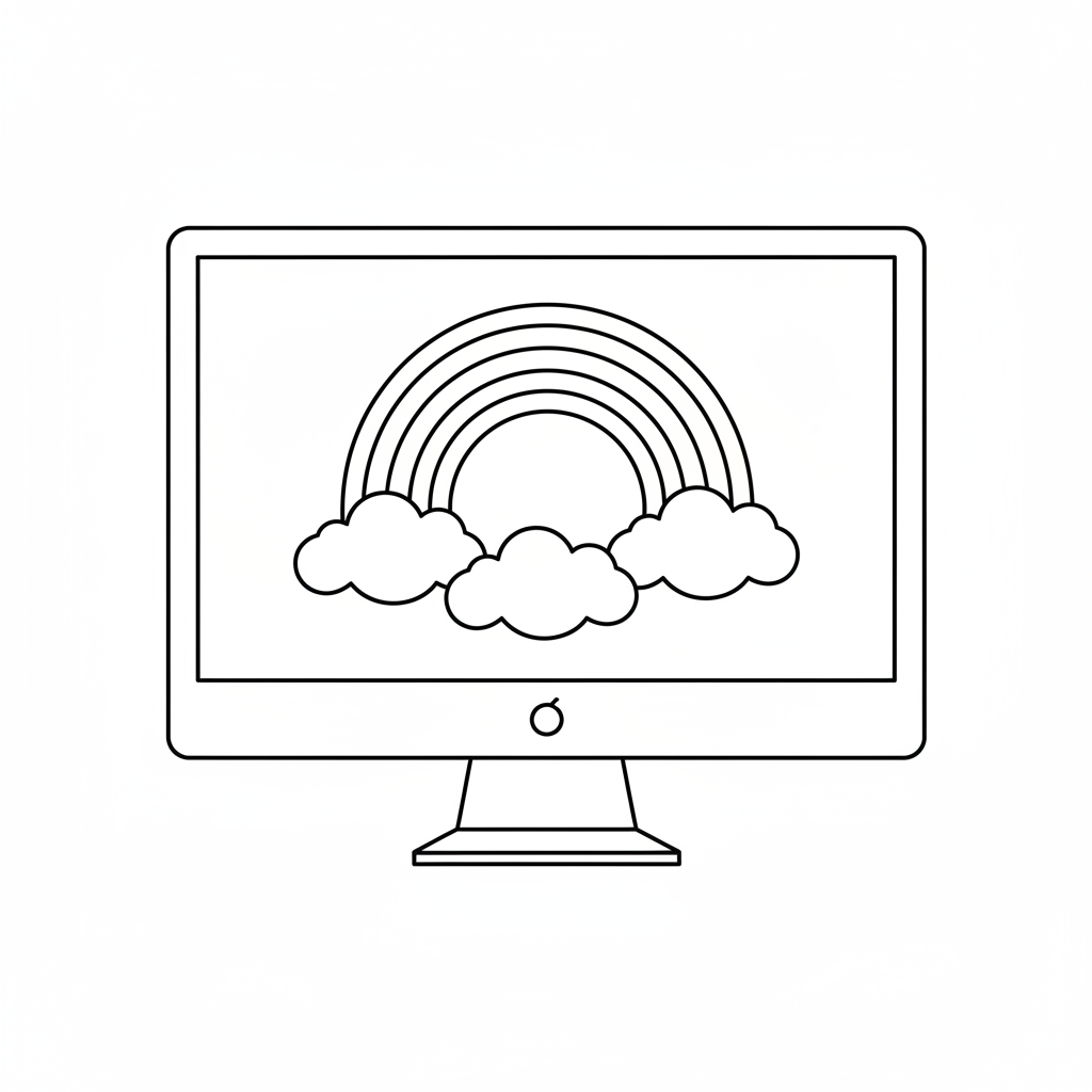 simple drawing of basic computer coloring page