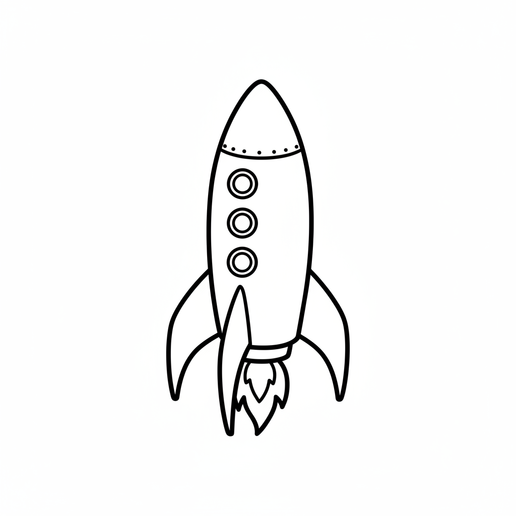 simple drawing of basic rocket coloring page