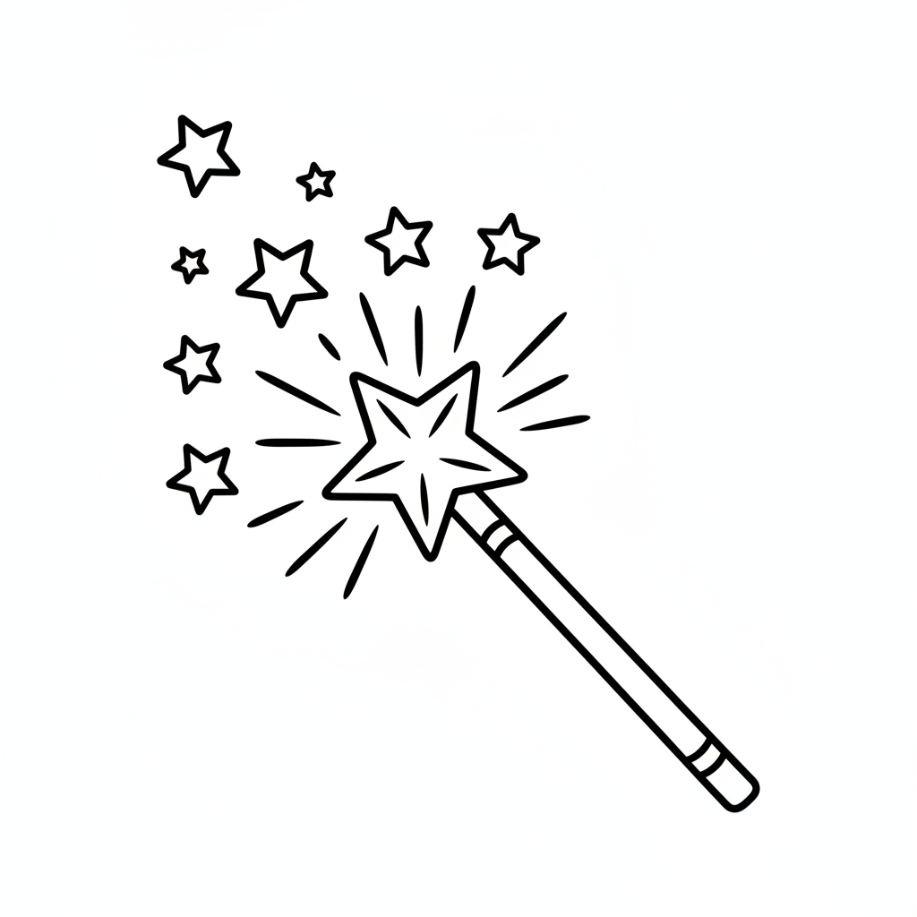 simple drawing of classic magic coloring page
