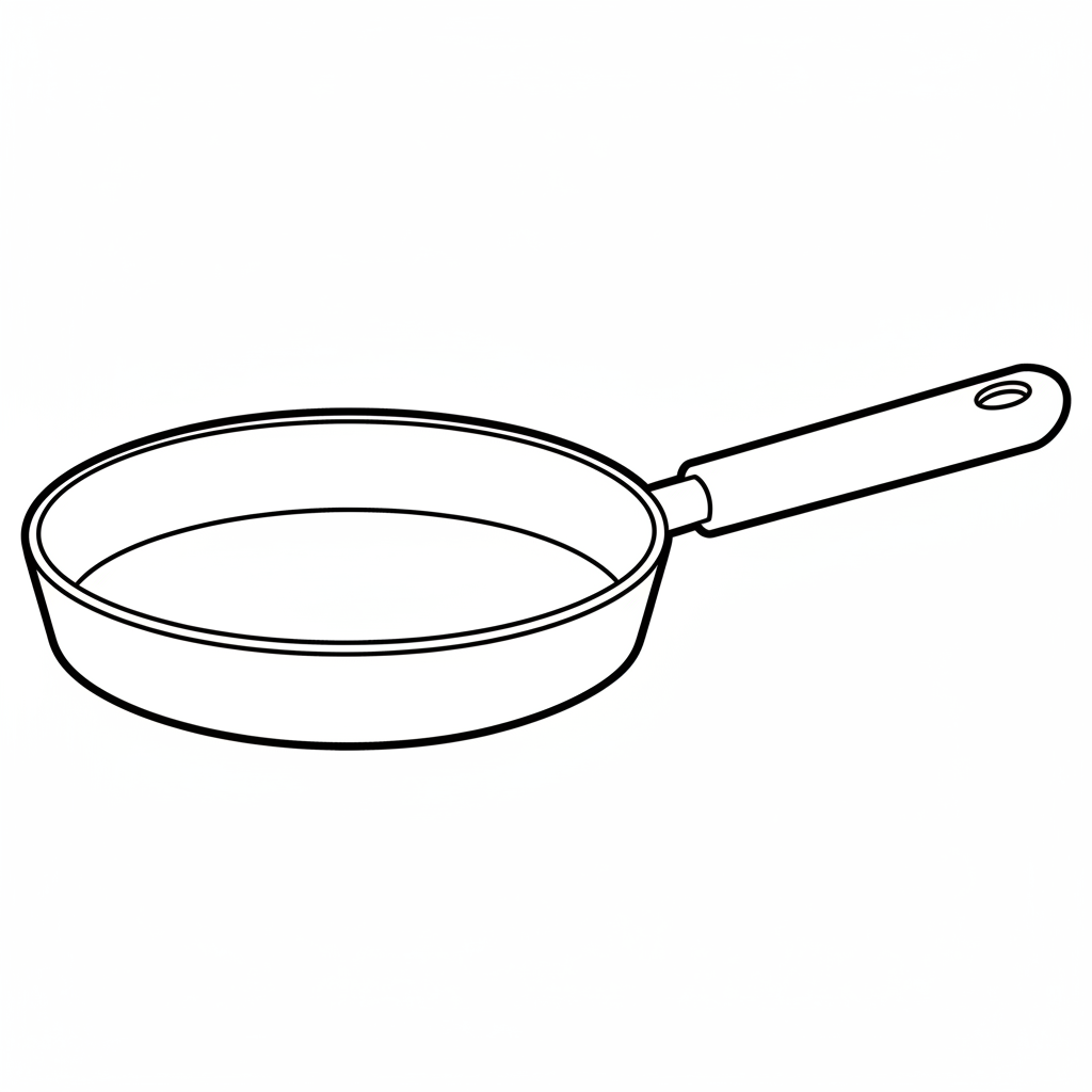 simple drawing of frying pan coloring page