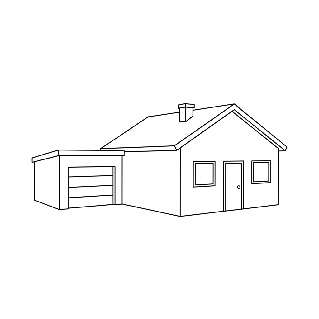 simple drawing of house with coloring page