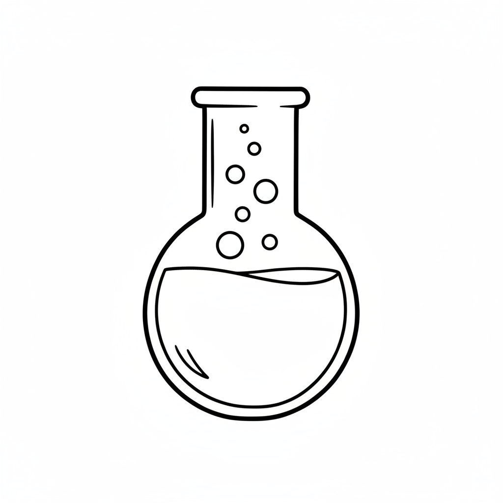 simple drawing of laboratory beaker coloring page